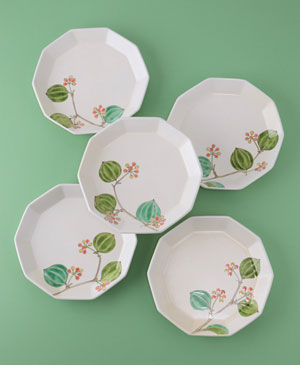 「色絵山帰来組皿」2018年
縦23.5×横24×高3.5㎝