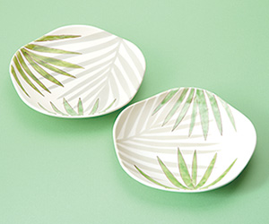 「色絵椰子中皿」2015年各径26×高4㎝