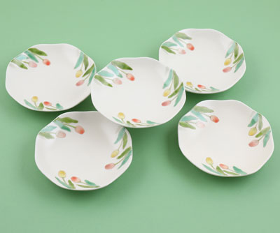 「色絵チューリップ皿」2023年各径17.5×高3㎝