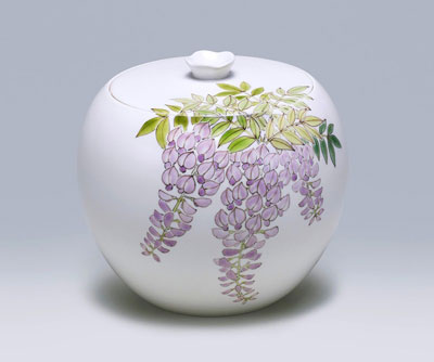 「色絵山藤水指」2025年径16.5×高15.5㎝